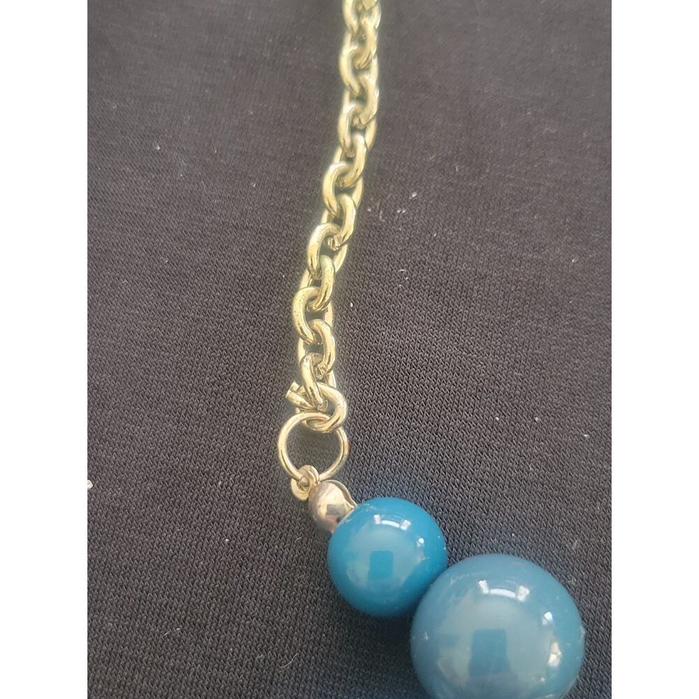 Blue Statement Necklace 15–18” Beaded Bib Layered Retro Glam tear drop - Picture 5 of 6